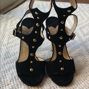 Jimmy Choo black fire studded suede sandals